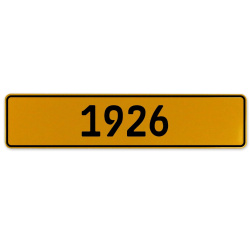 1926 Year  - Yellow Aluminum Street Sign Mancave Euro Plate Name Door Sign Wall