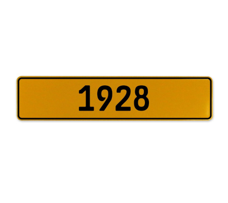1928 Year  - Yellow Aluminum Street Sign Mancave Euro Plate Name Door Sign Wall