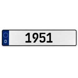 1951 Year  - White Aluminum Street Sign Mancave Euro Plate Name Door Sign Wall