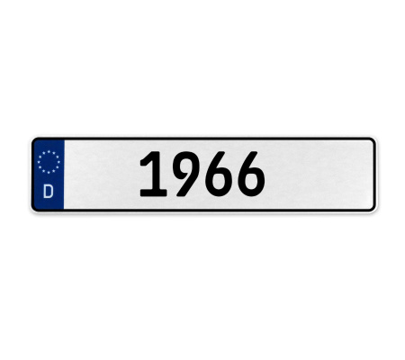 1966 Year  - White Aluminum Street Sign Mancave Euro Plate Name Door Sign Wall