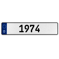 1974 Year  - White Aluminum Street Sign Mancave Euro Plate Name Door Sign Wall