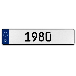 1980 Year  - White Aluminum Street Sign Mancave Euro Plate Name Door Sign Wall