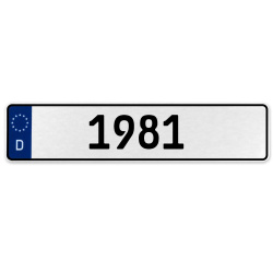 1981 Year  - White Aluminum Street Sign Mancave Euro Plate Name Door Sign Wall