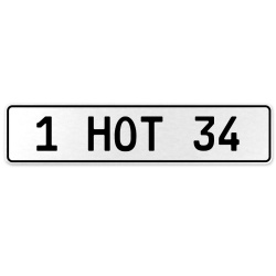 1 HOT 34  - White Aluminum Street Sign Mancave Euro Plate Name Door Sign Wall
