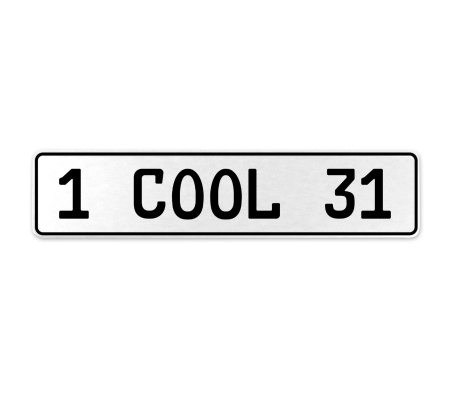 1 COOL 31  - White Aluminum Street Sign Mancave Euro Plate Name Door Sign Wall