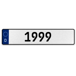 1999 Year  - White Aluminum Street Sign Mancave Euro Plate Name Door Sign Wall