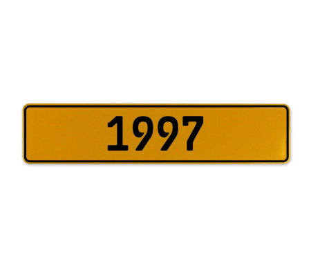 1997 Year  - Yellow Aluminum Street Sign Mancave Euro Plate Name Door Sign Wall