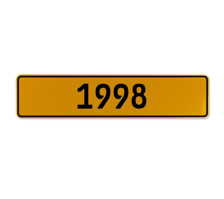 1998 Year  - Yellow Aluminum Street Sign Mancave Euro Plate Name Door Sign Wall