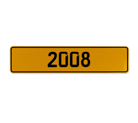 2008 Year  - Yellow Aluminum Street Sign Mancave Euro Plate Name Door Sign Wall