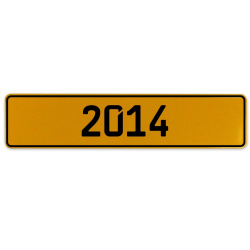 2014 Year  - Yellow Aluminum Street Sign Mancave Euro Plate Name Door Sign Wall