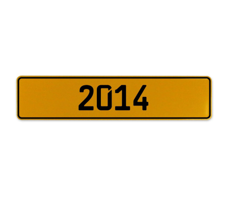 2014 Year  - Yellow Aluminum Street Sign Mancave Euro Plate Name Door Sign Wall