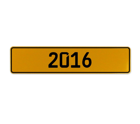 2016 Year  - Yellow Aluminum Street Sign Mancave Euro Plate Name Door Sign Wall