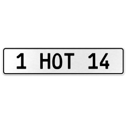 1 HOT 14  - White Aluminum Street Sign Mancave Euro Plate Name Door Sign Wall