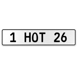 1 HOT 26  - White Aluminum Street Sign Mancave Euro Plate Name Door Sign Wall