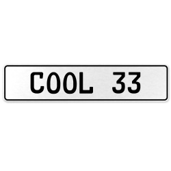 COOL 33  - White Aluminum Street Sign Mancave Euro Plate Name Door Sign Wall