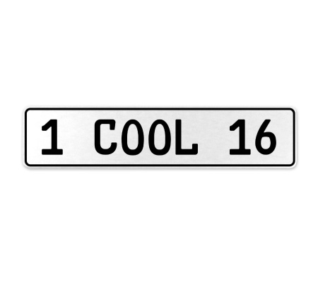 1 COOL 16  - White Aluminum Street Sign Mancave Euro Plate Name Door Sign Wall