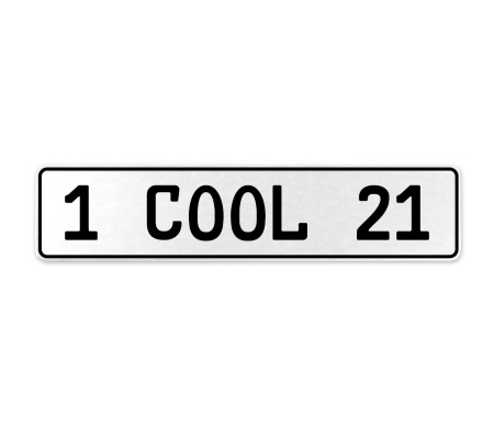1 COOL 21  - White Aluminum Street Sign Mancave Euro Plate Name Door Sign Wall