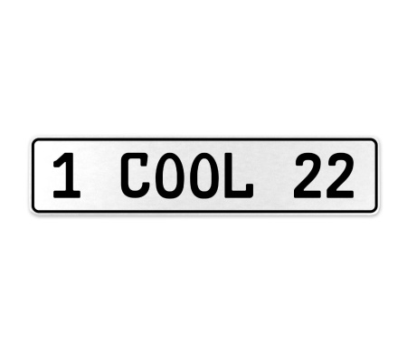 1 COOL 22  - White Aluminum Street Sign Mancave Euro Plate Name Door Sign Wall