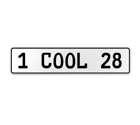 1 COOL 28  - White Aluminum Street Sign Mancave Euro Plate Name Door Sign Wall