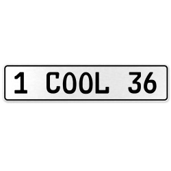 1 COOL 36  - White Aluminum Street Sign Mancave Euro Plate Name Door Sign Wall