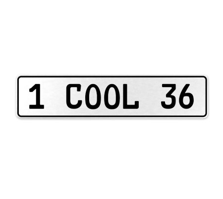 1 COOL 36  - White Aluminum Street Sign Mancave Euro Plate Name Door Sign Wall