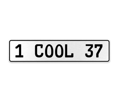 1 COOL 37  - White Aluminum Street Sign Mancave Euro Plate Name Door Sign Wall