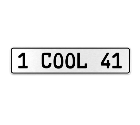 1 COOL 41  - White Aluminum Street Sign Mancave Euro Plate Name Door Sign Wall