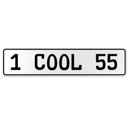 1 COOL 55  - White Aluminum Street Sign Mancave Euro Plate Name Door Sign Wall