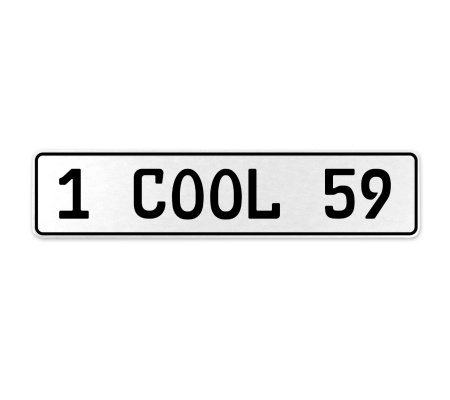 1 COOL 59  - White Aluminum Street Sign Mancave Euro Plate Name Door Sign Wall