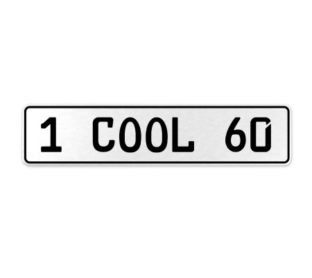 1 COOL 60  - White Aluminum Street Sign Mancave Euro Plate Name Door Sign Wall