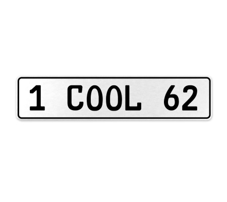 1 COOL 62  - White Aluminum Street Sign Mancave Euro Plate Name Door Sign Wall