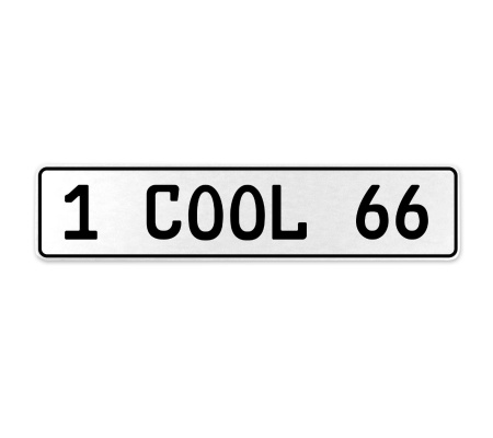 1 COOL 66  - White Aluminum Street Sign Mancave Euro Plate Name Door Sign Wall