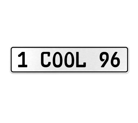 1 COOL 96  - White Aluminum Street Sign Mancave Euro Plate Name Door Sign Wall