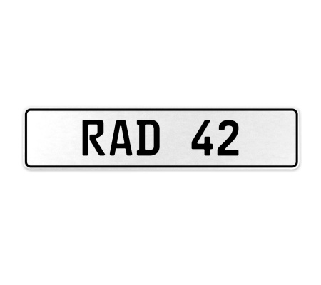 RAD 42  - White Aluminum Street Sign Mancave Euro Plate Name Door Sign Wall Art