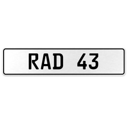 RAD 43  - White Aluminum Street Sign Mancave Euro Plate Name Door Sign Wall Art