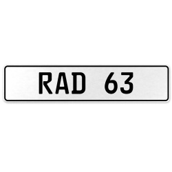 RAD 63  - White Aluminum Street Sign Mancave Euro Plate Name Door Sign Wall Art