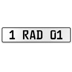 1 RAD 01  - White Aluminum Street Sign Mancave Euro Plate Name Door Sign Wall