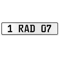 1 RAD 07  - White Aluminum Street Sign Mancave Euro Plate Name Door Sign Wall