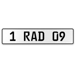 1 RAD 09  - White Aluminum Street Sign Mancave Euro Plate Name Door Sign Wall