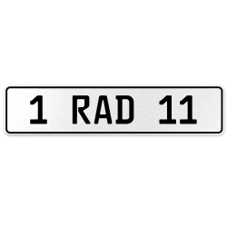 1 RAD 11  - White Aluminum Street Sign Mancave Euro Plate Name Door Sign Wall