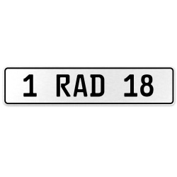 1 RAD 18  - White Aluminum Street Sign Mancave Euro Plate Name Door Sign Wall