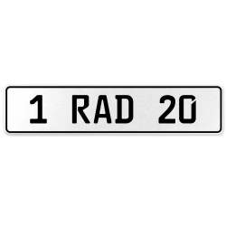 1 RAD 20  - White Aluminum Street Sign Mancave Euro Plate Name Door Sign Wall