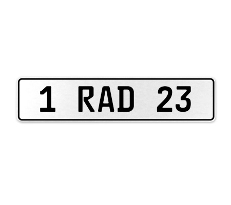 1 RAD 23  - White Aluminum Street Sign Mancave Euro Plate Name Door Sign Wall