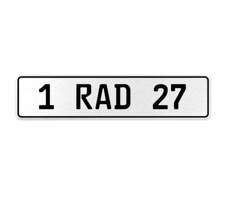 1 RAD 27  - White Aluminum Street Sign Mancave Euro Plate Name Door Sign Wall
