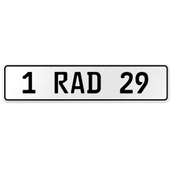 1 RAD 29  - White Aluminum Street Sign Mancave Euro Plate Name Door Sign Wall