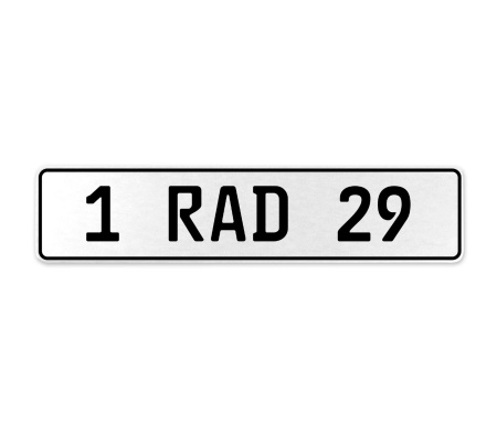 1 RAD 29  - White Aluminum Street Sign Mancave Euro Plate Name Door Sign Wall