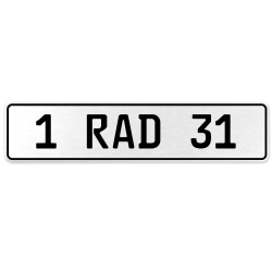 1 RAD 31  - White Aluminum Street Sign Mancave Euro Plate Name Door Sign Wall