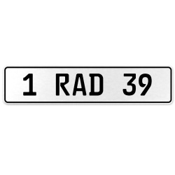 1 RAD 39  - White Aluminum Street Sign Mancave Euro Plate Name Door Sign Wall