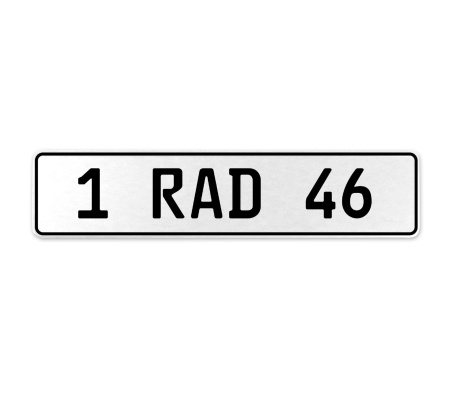 1 RAD 46  - White Aluminum Street Sign Mancave Euro Plate Name Door Sign Wall