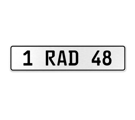 1 RAD 48  - White Aluminum Street Sign Mancave Euro Plate Name Door Sign Wall